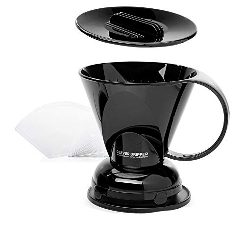 Clever Coffee Dripper and Filters Large 18 oz Black Baristas Choice Safe BPA Free PlasticIncludes 100 Filters