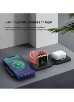 XVersion 3-in-1 Foldable Wireless Charging Pad | Magnetic Fast Charger for iPhone, Galaxy, Earbuds & Smartwatch – Black  - Image 2