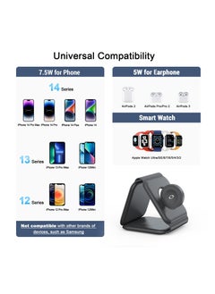 XVersion 3-in-1 Foldable Wireless Charging Pad | Magnetic Fast Charger for iPhone, Galaxy, Earbuds & Smartwatch – Black  - Image 4