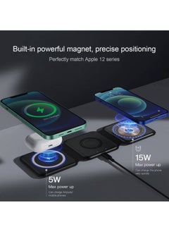 XVersion 3-in-1 Foldable Wireless Charging Pad | Magnetic Fast Charger for iPhone, Galaxy, Earbuds & Smartwatch – Black  - Image 3