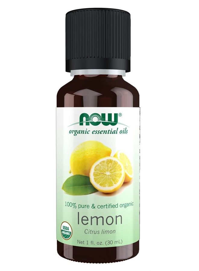 now Essential Oils, Organic Lemon Oil, Cheerful Aromatherapy Scent, Cold Pressed, 100% Pure, Vegan, Child Resistant Cap, 1-Ounce  - Image 1