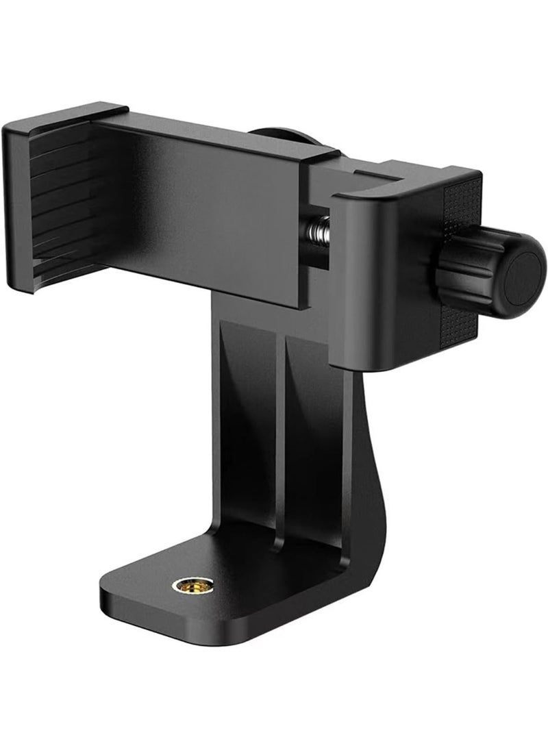 2-in-1 Tripod Stand with Mobile Phone Clip and 6.4mm Screw Adapter – 360° Rotating Holder for Smartphone and Camera – Black - Image 1