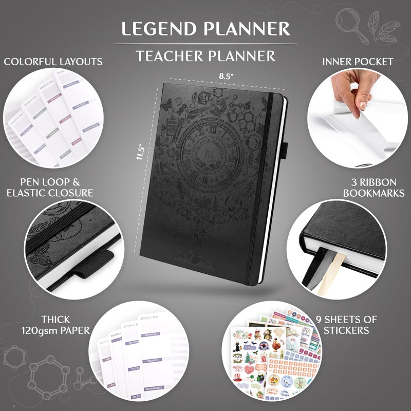 Legend Planner Legend Teacher Planner â€“ Undated Lesson Plan Book for Teachers with Weekly & Monthly Calendars - Classroom Organization & School Year Planner â€“ 8.5â€x11.5â€ Hardcover (Black Debossed) - Image 2