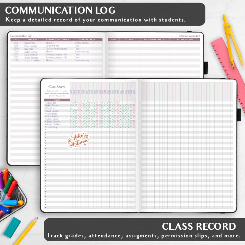 Legend Planner Legend Teacher Planner â€“ Undated Lesson Plan Book for Teachers with Weekly & Monthly Calendars - Classroom Organization & School Year Planner â€“ 8.5â€x11.5â€ Hardcover (Black Debossed) - Image 4