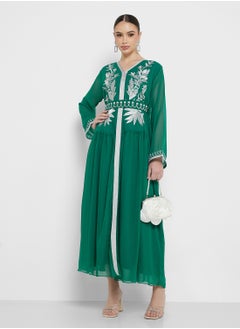 hayas closet Embroidered V-Neck Flared Sleeve Dress  - Image 1
