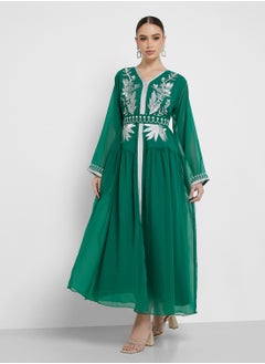 hayas closet Embroidered V-Neck Flared Sleeve Dress  - Image 4