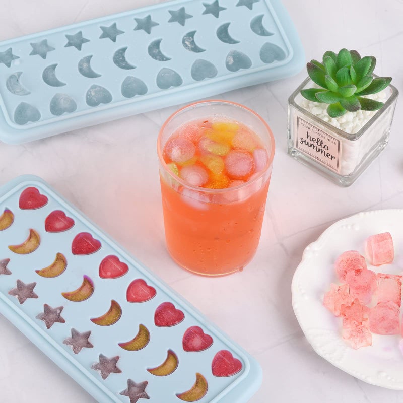 BTYMS Moon Stars and Heart Ice Cube Tray Silicone Molds with Liquid Dropperï¼ŒEasy Release Ice Trays with Lid, 24 Cavity Heart Mold for Ice Cubes, Gelatine, Chocolate, Baking and Candy - Image 4