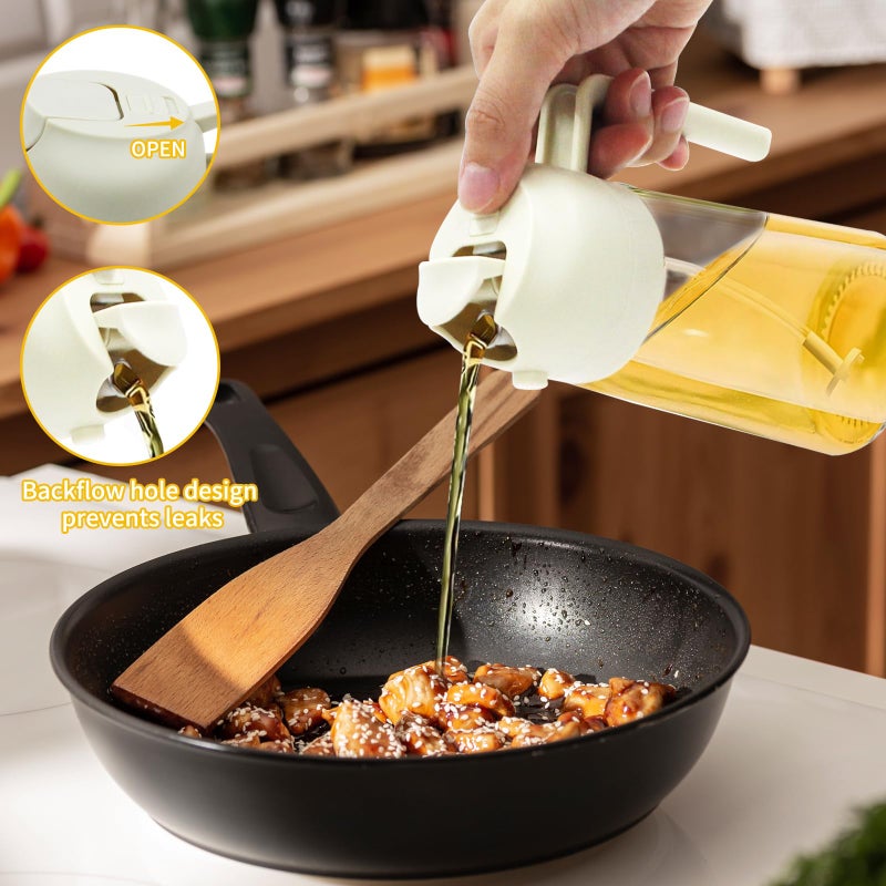 SAGREENY 2 Pcs Oil Sprayer for Cooking, 2 in 1 Olive Oil Sprayer and Dispenser Mister, Glass Oil Spray Bottle for Kitchen, 470ml/16oz Oil Dispenser with Pourer for BBQ Frying Roasting Salad Air Fryer (White) - Image 5