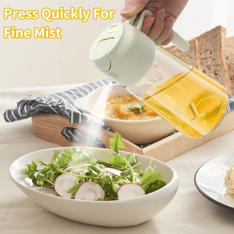 SAGREENY 2 Pcs Oil Sprayer for Cooking, 2 in 1 Olive Oil Sprayer and Dispenser Mister, Glass Oil Spray Bottle for Kitchen, 470ml/16oz Oil Dispenser with Pourer for BBQ Frying Roasting Salad Air Fryer (White) - Image 4