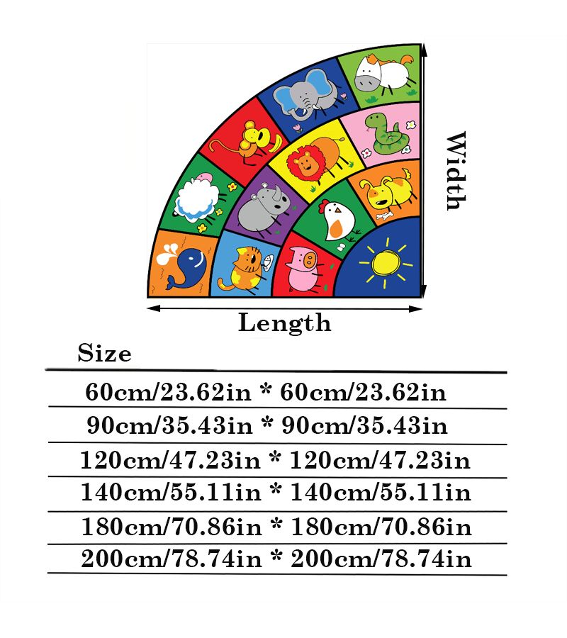 Colorful Cartoon Animal Fan Shaped Non Slip Fluffy Soft Rug 23 62 Inch For Living Room Hallway Home Decor Bedroom Office - Image 3