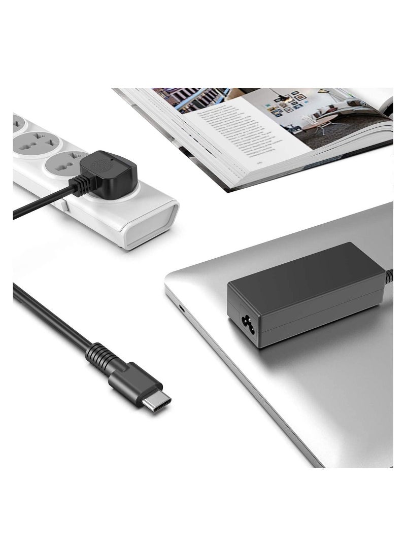 Generic - USB-C/Type C Charger Power Adapter 65W for HP Spectre Pro X360 G2 X2,Envy 13 15 17 X360,EliteBook X360 1020 1030 1040 745 830 840 G2 G5 G4 G6 G7,Chromebook 11 14 14A G5 G6 With UK Extension Cable - Image 1