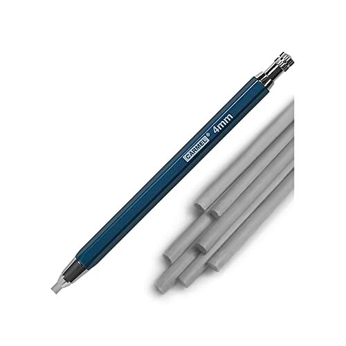 Carmel 4mm Mechanical Grease Pencil + 25 Lead Refills (Silver), Clutch Pencil with Thick Waxy Leads, 4mm Lead Holder for Drawing, Wax Pencil for Holding Soft Greasy Leads, Mechanical China Marker - Image 1