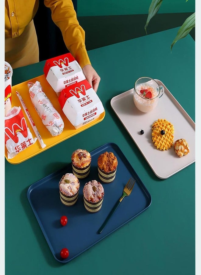 BGVM Wheat Straw Fast Food Serving Tray – 25x17cm Rectangular Cafeteria Tray, Colorful BPA-Free Reusable Platter for Restaurant, Party, Home & Kitchen Use (6, Blue) - Image 3
