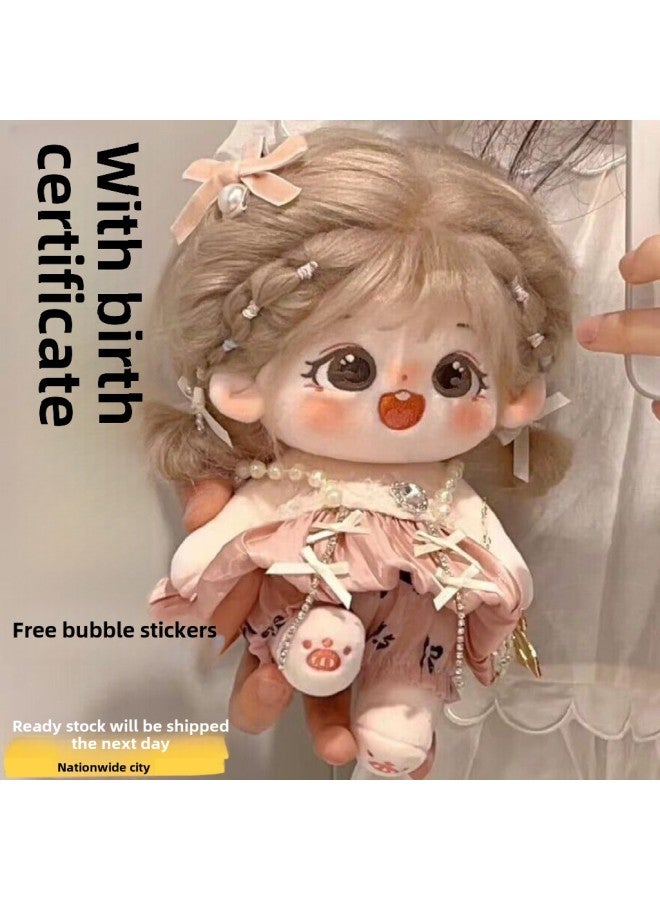 Cotton Doll Genuine Super Cute Plush Toy Doll 20cm With Skeleton Figure For Girl Friends Gift-Specifications:【skeleton】 Star Pendant Star Hairpin Comb Rubber Band Blush Sticker-Color:Powder Wan Random Clothes 2 8-piece Set Of Nursing Liquid Broken Shell Certificate - Image 3