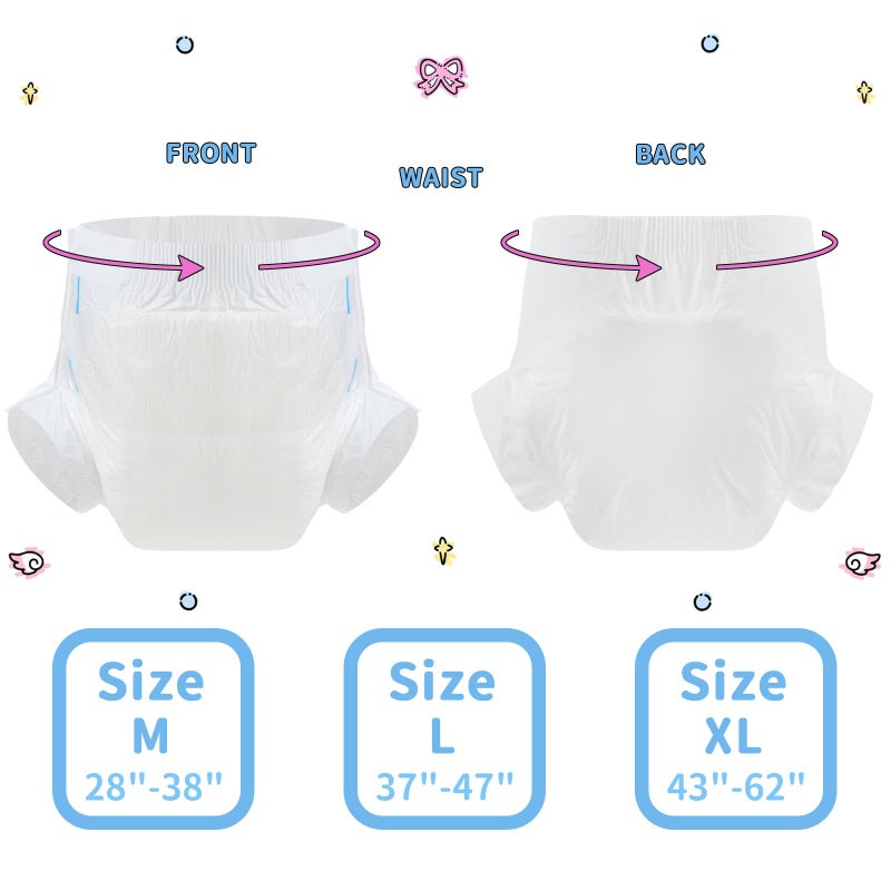 CutiePlusU Disposable Adult Diaper Heavy Absorption Dry Surface Adult Diapers All Night- White 10 Pieces (Medium 28"-38") - Image 2