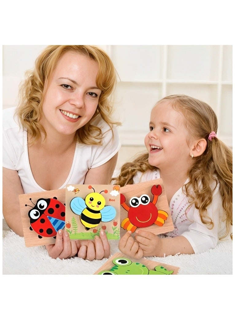 Wooden 3D Jigsaw Puzzle Baby Owl Colored Shape for Toddlers, Teacher Parents Early Learning Support Tools, Attractive Colors and Patterns, Montessori Motor and Sensory Skills Develop Toys, Ideal Gift