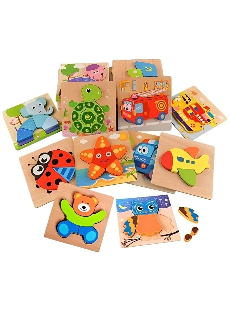 Wooden 3D Jigsaw Puzzle Baby Owl Colored Shape for Toddlers, Teacher Parents Early Learning Support Tools, Attractive Colors and Patterns, Montessori Motor and Sensory Skills Develop Toys, Ideal Gift