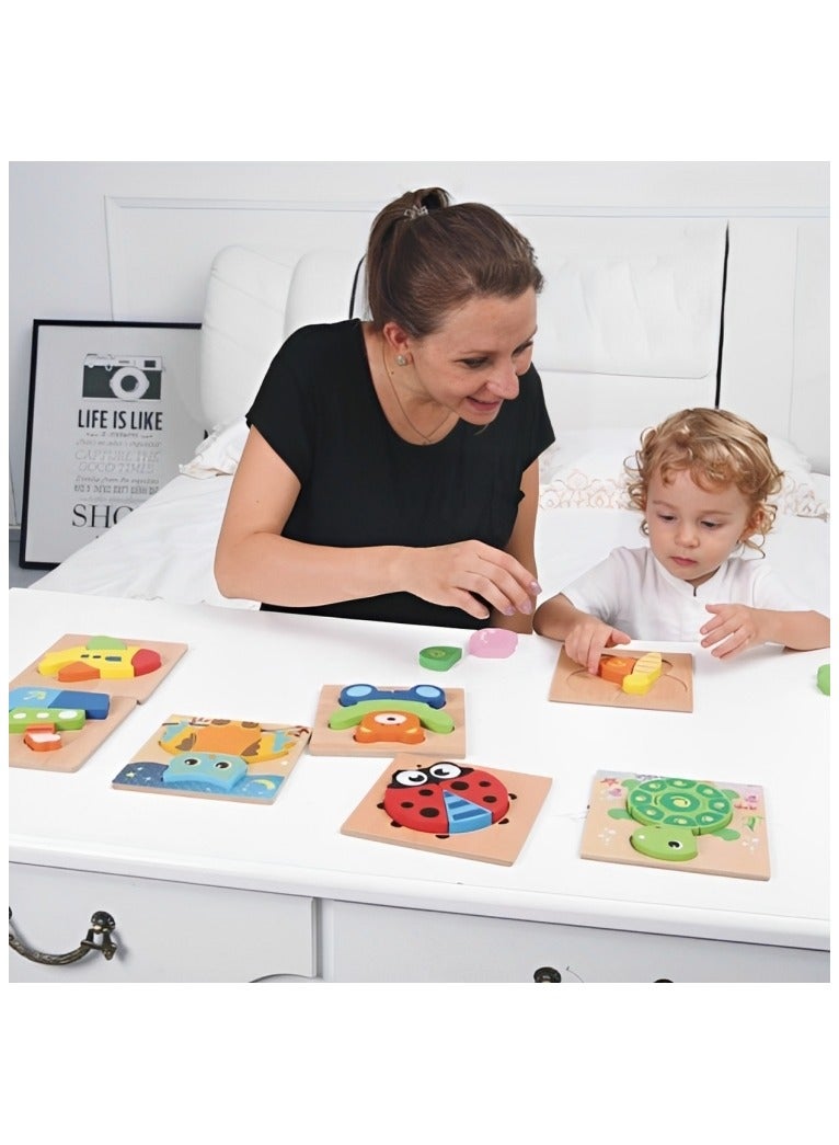 Wooden 3D Jigsaw Puzzle Baby Owl Colored Shape for Toddlers, Teacher Parents Early Learning Support Tools, Attractive Colors and Patterns, Montessori Motor and Sensory Skills Develop Toys, Ideal Gift