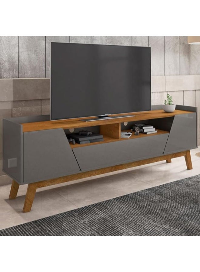 Florence Living Room TV Rack – 70” TV Stand with Titanium & Natural Wood Feet for an Elegant Touch - Image 1