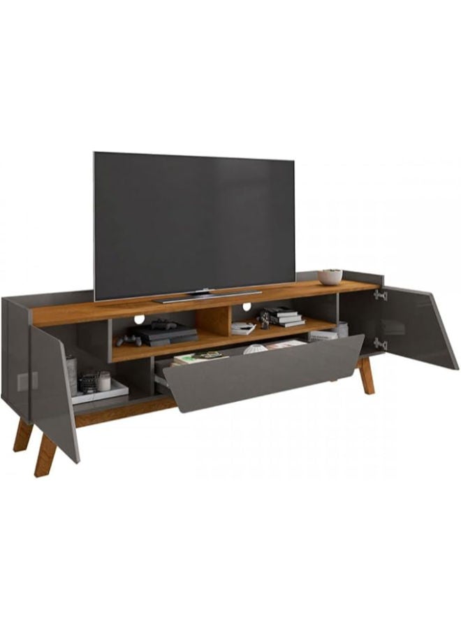 Florence Living Room TV Rack – 70” TV Stand with Titanium & Natural Wood Feet for an Elegant Touch - Image 3