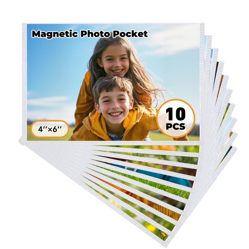 KKJCXY Magnetic Picture Frame, 10 Pcs Magnetic Picture Frames for Refrigerator 4x6, Magnetic Photo Frames with White Border, Refrigerator Magnets for Pictures Suitable Home, School, Office - Image 1
