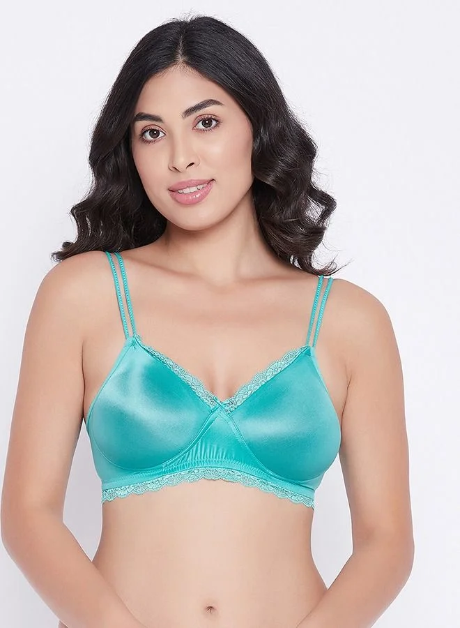 Clovia Clovia Padded Non-Wired Full Cup T-shirt Bra in Turquoise Blue