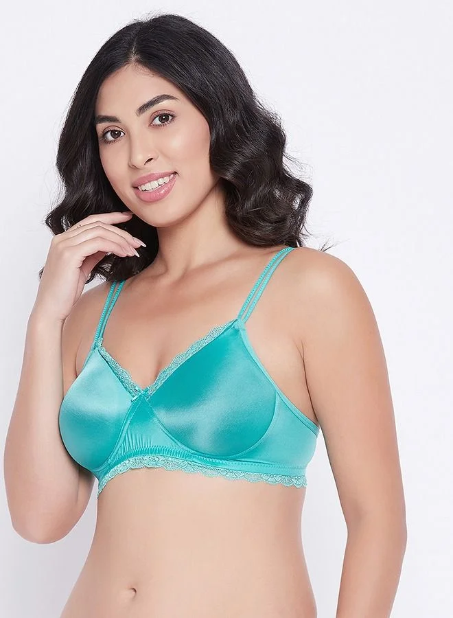 Clovia Clovia Padded Non-Wired Full Cup T-shirt Bra in Turquoise Blue