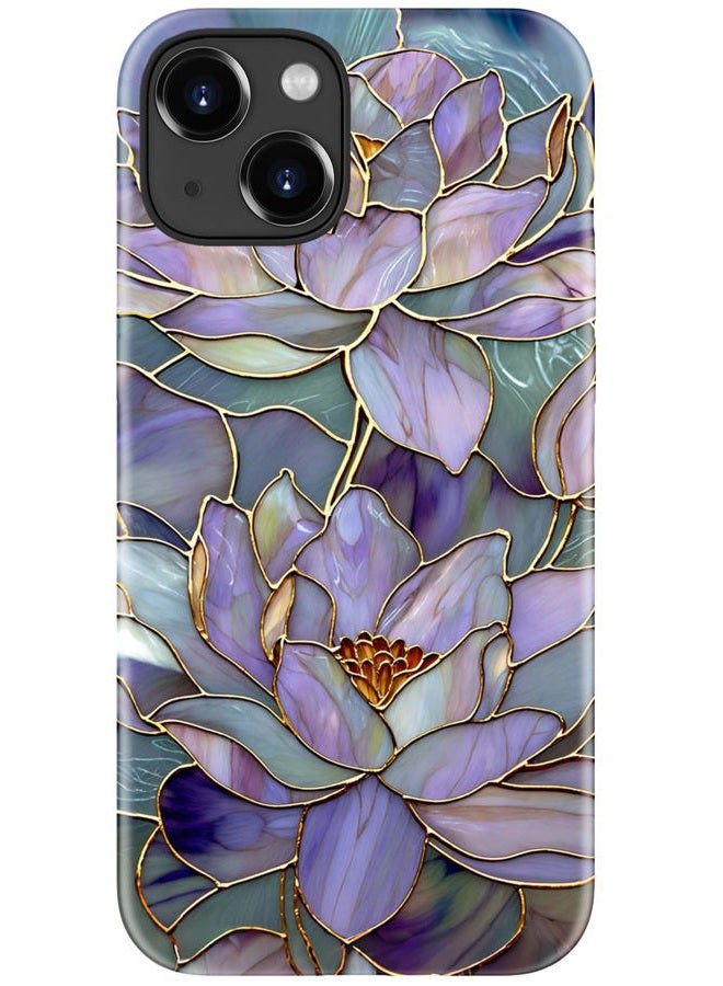 Goodon for iPhone 15 Case Cute - Wireless Charging Compatible - Dual-Layer Hard Shell + Silicone Cover - Protective Phone Case with Trendy Designs for Women - Abstract Lotus - Image 1
