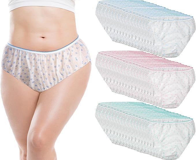 NALACAL 35 قطعة ملابس داخلية نسائية للاستخدام مرة واحدة، سراويل نسائية غير منسوجة، ملابس داخ��ية لا تحتاج للغسيل، كلوت نسائي محتشم، معبأة بشكل فردي، للسفر والمنتجع الصحي والفندق والمستشفى (XL)