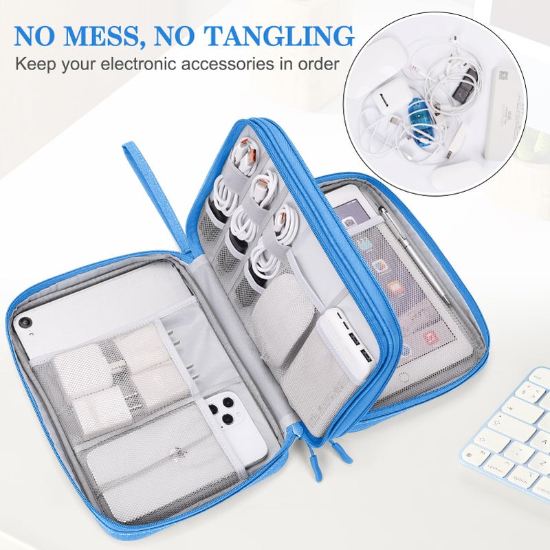 Waterproof Travel Cable Organizer Bag with Double Layer Storage for Cords, Chargers, Phone and Earphone - Image 5