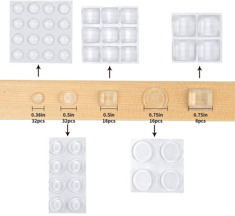 SHUTTLE ART Premium Adhesive Clear Bumper Pads 48 Piece Variety Pack, Round and Square Rubber Feet for Electronics, Cutting Boards, Cabinet Stoppers, Drawers, Furniture, Noise Damper - Image 2