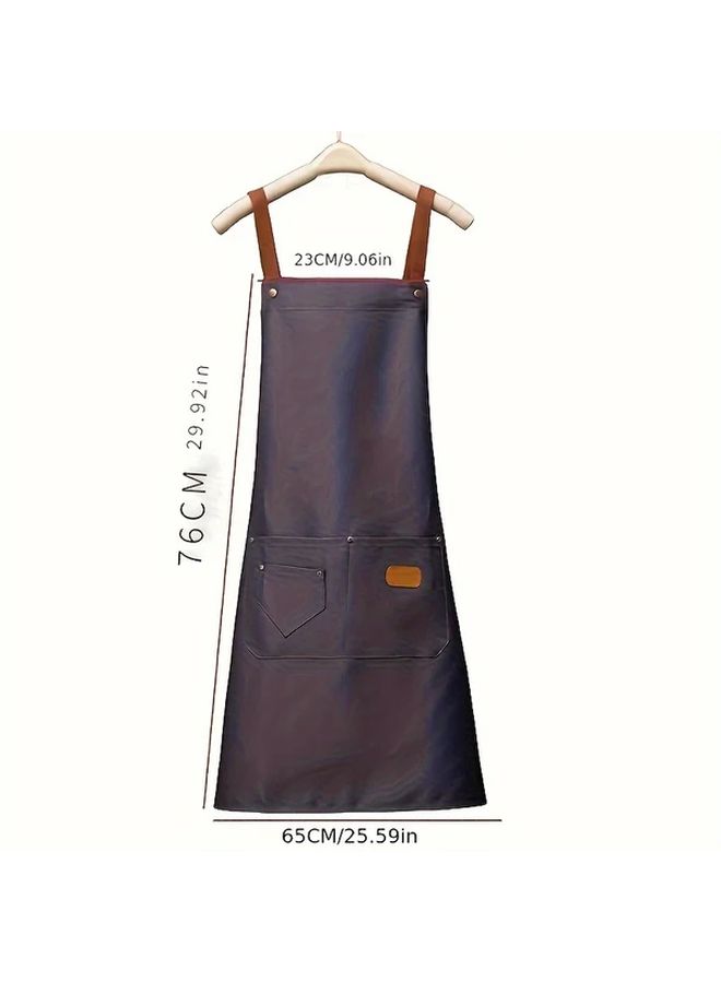 Dark Green Polyester Kitchen Apron for Adults with Pockets Home Chef Baking Cooking Wear - Image 2