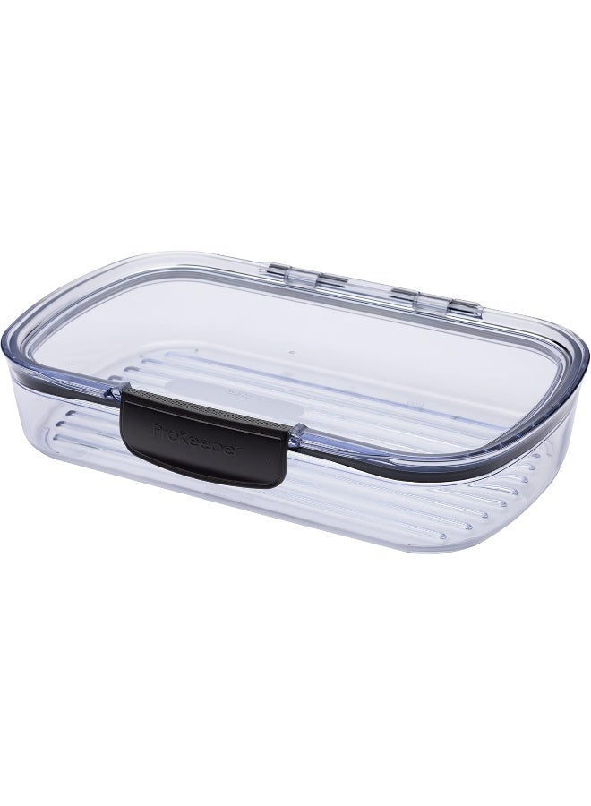 Progressive Progressive Prokeeper + Deli Storage Set: Air-Tight Silicone Sealed Containers w Grooved Bottom, Dry Erase Lid, BPA-Free, Stackable, Keeps Meats & Cheeses Fresh Longer, PKS-700C Deli 1.65L  - Image 1