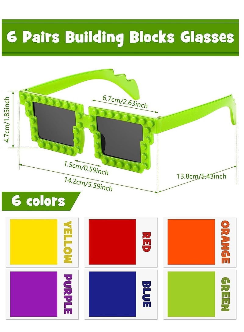 KASTWAVE Party Glasses, Funny Hawaiian Glasses, DIY Building Bricks Glasses and Building Block Bracelets Set for Building Block Birthday Party Favors, Carnival Party Games Supplies (18 Pcs) - Image 2