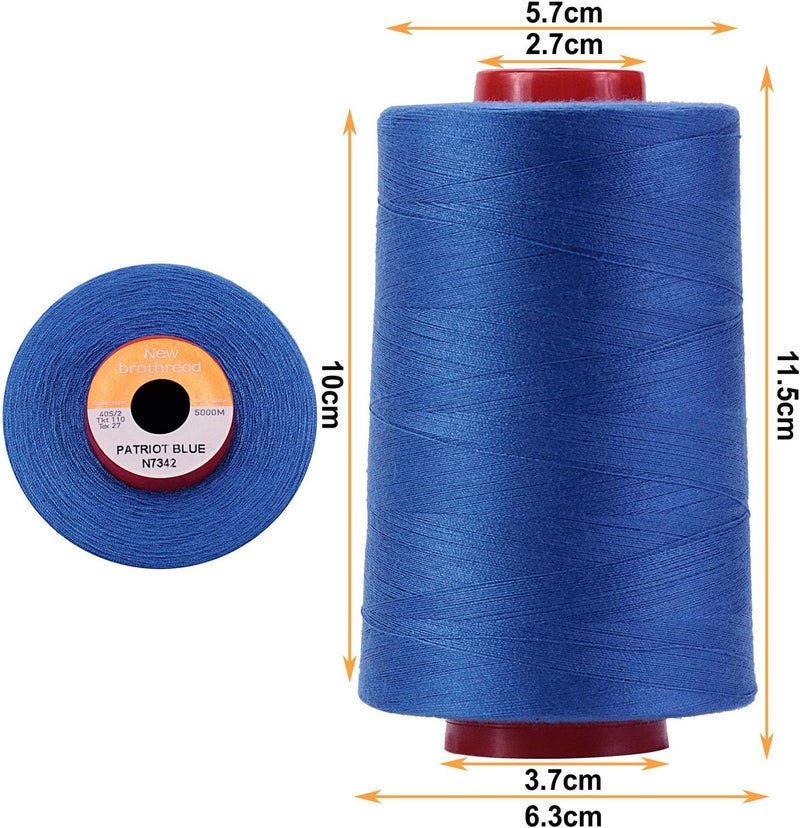 New brothread - 30 Options - 4 Large Cones of 5500Y (5000M) Each All Purpose Spun Polyester Thread 40S/2 (Tex27) for Serger, Overlock, Quilting, Piecing and Sewing - Patriot Blue - Image 2