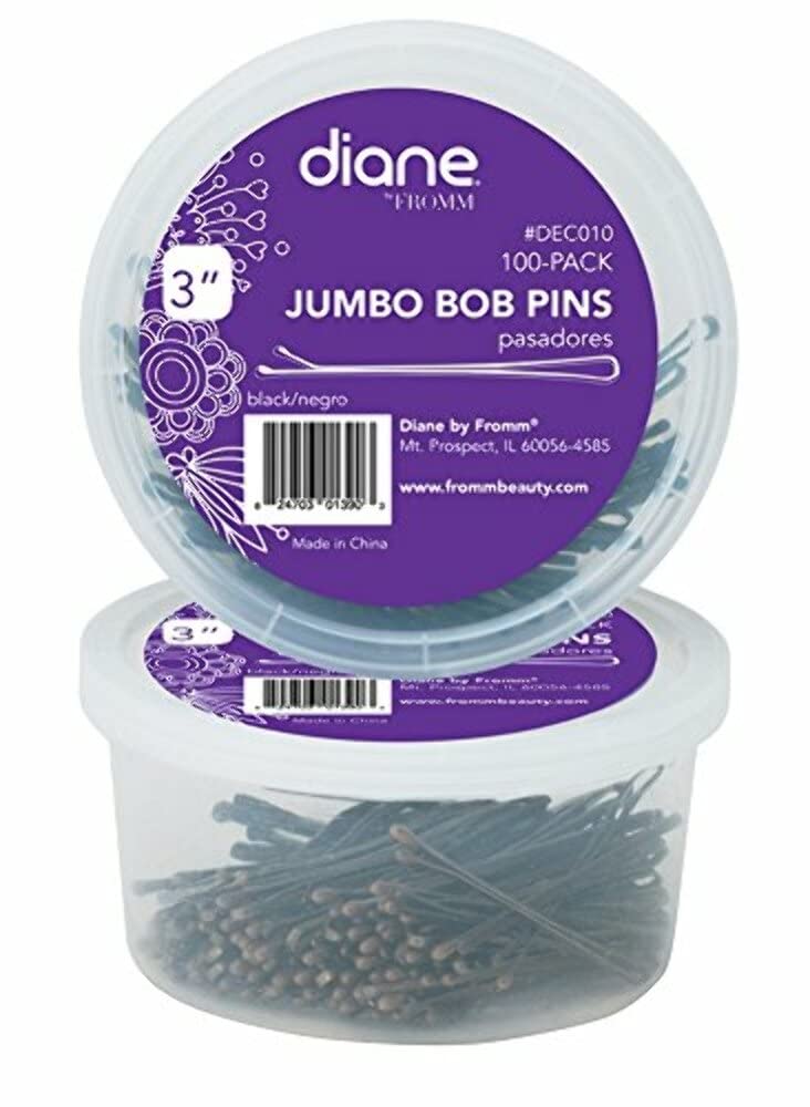 Diane 3 Extra Large Black Bobby Pins for Women Girls Salon Hairdressing Rollers Long and Thick Hair Hair Pins with Ball Tips for Securing Updos Flyaways 100 Count