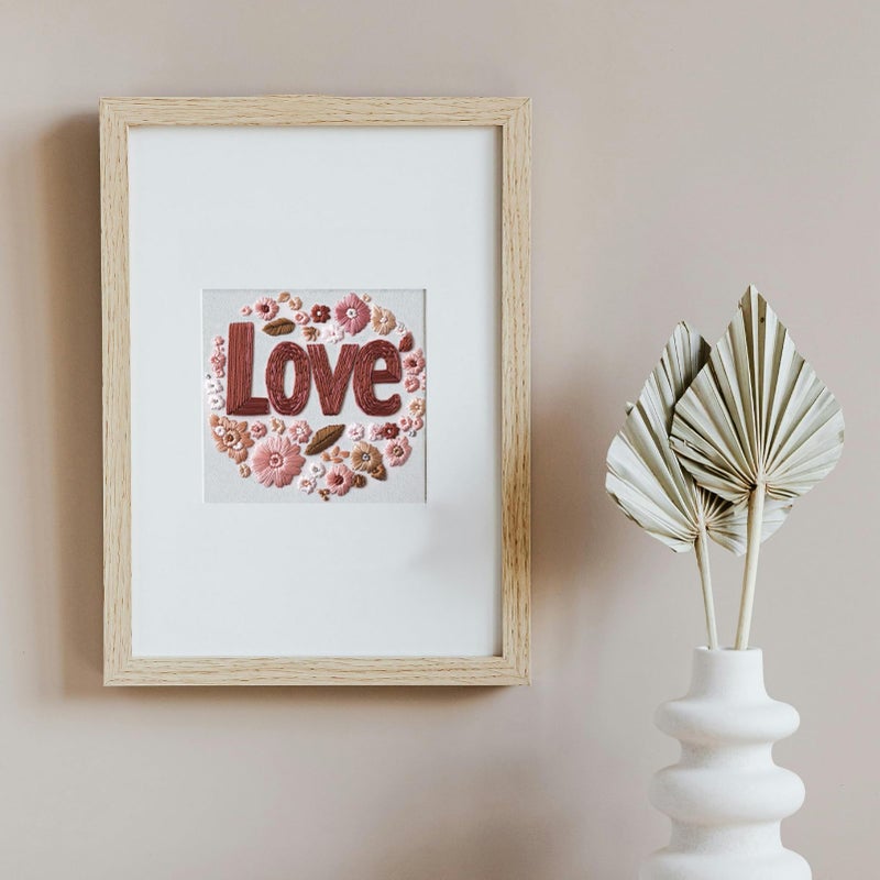 FONNUY I Love You Embroidery Kit for Beginners, Pre-Stamped Pattern Kits Gifts for Her Him, Romantic Anniversary for Women Men, Valentine's Day Gifts Thread Needlework, 8'' Hoop (Love 02) - Image 4