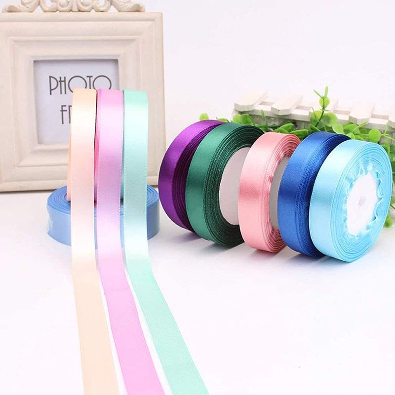 Diy Crafts 14614 Satin Ribbons1.5cm Christmas Party Decorations Diy Bow Craft Ribbons Card Gifts Wrapping Material, Pack of 75 Yards 25x3 (Multicolor) - Image 2
