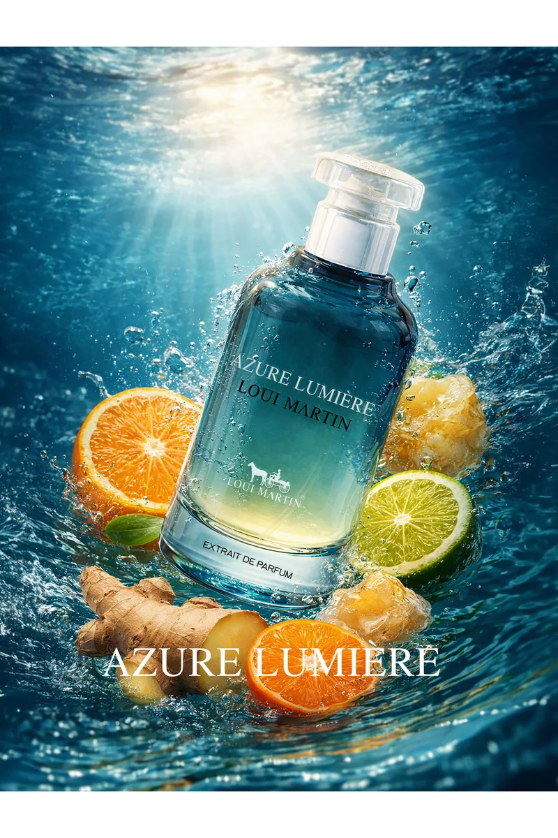 Loui Martin Azure Lumiere Extrait De Parfum 100ml | Orange, Mandarin & Bergamot | Ginger & Citrus Accords | Ambergris & Musk