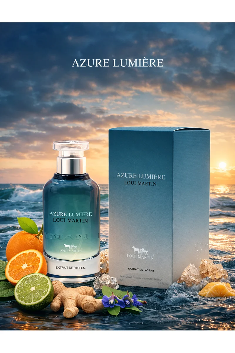 Loui Martin Azure Lumiere Extrait De Parfum 100ml | Orange, Mandarin & Bergamot | Ginger & Citrus Accords | Ambergris & Musk