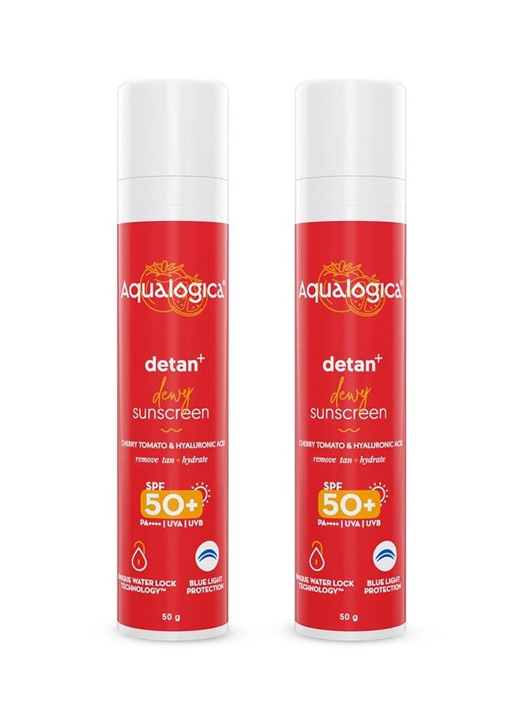 Aqualogica - Aqualogica Dewy Sunscreen with Cherry Tomato Hyaluronic Acid with SPF 50 Pack of 2 50g - Image 1