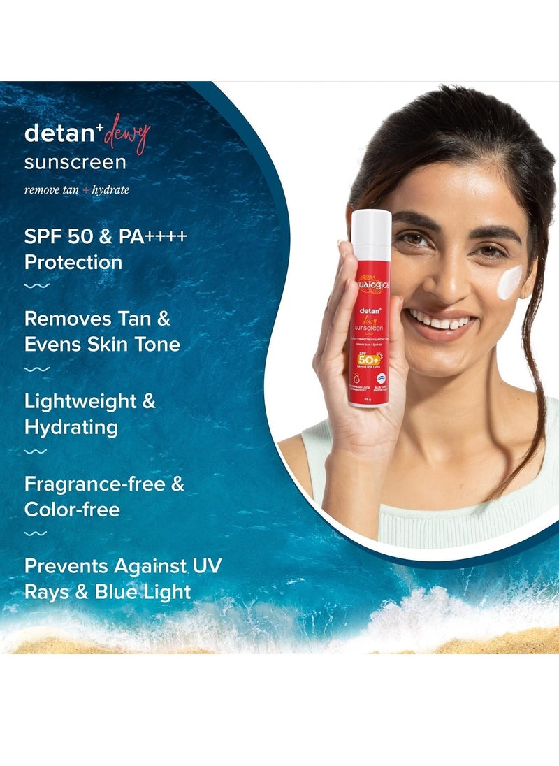 Aqualogica - Aqualogica Dewy Sunscreen with Cherry Tomato Hyaluronic Acid with SPF 50 Pack of 2 50g - Image 1