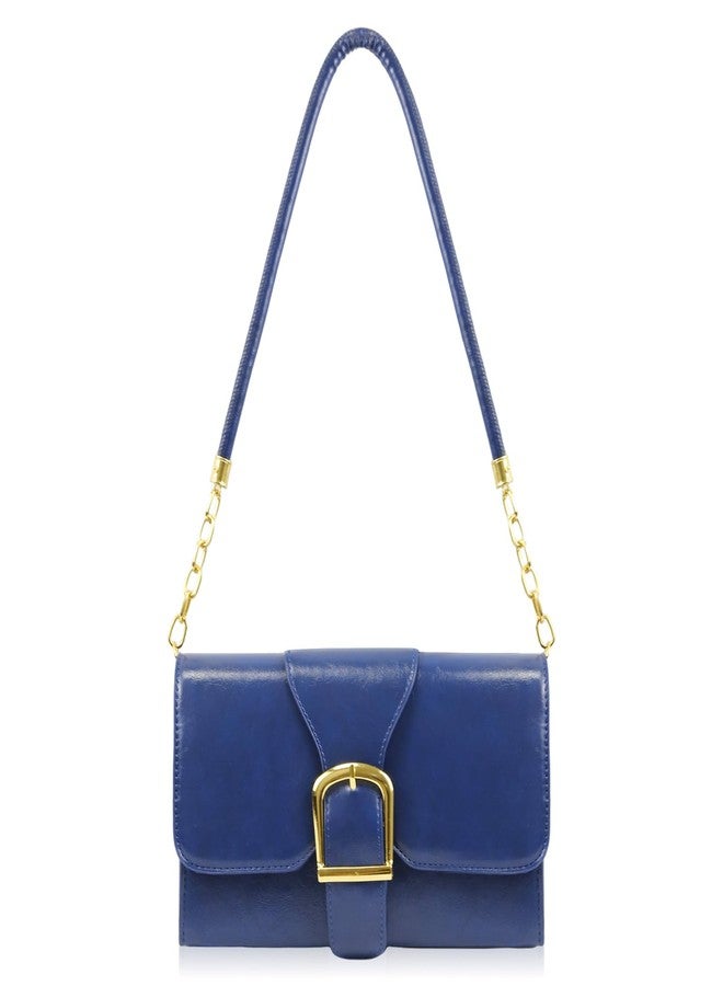 Gosect Shoulder Bag for Women, Cute Soft PU Leather Small Crossbody Purses Handbags, Trendy Underarm Bag Tote Purses for Women, A-dark Blue Shoulder Bag, Small - Image 1