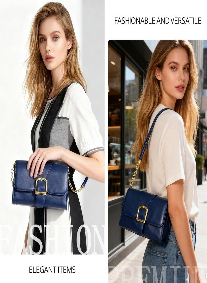 Gosect Shoulder Bag for Women, Cute Soft PU Leather Small Crossbody Purses Handbags, Trendy Underarm Bag Tote Purses for Women, A-dark Blue Shoulder Bag, Small - Image 2