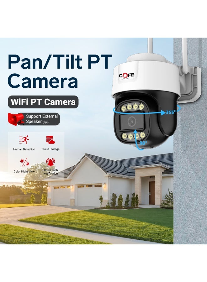 COFE 3MP Wi-Fi Smart Security Camera – AI Human Detection, Full-Color Night Vision, Two-Way Audio, TF Card & Cloud Storage (CF-W-PTC01-3D) - Image 3