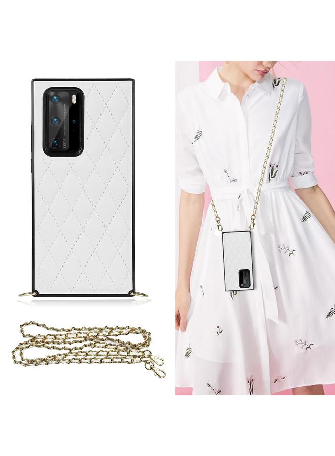 Zaboon Case For Huawei P40 Pro Elegant Rhombic Pattern Microfiber Leather +TPU Shockproof Case with Crossbody Strap Chain - Image 1