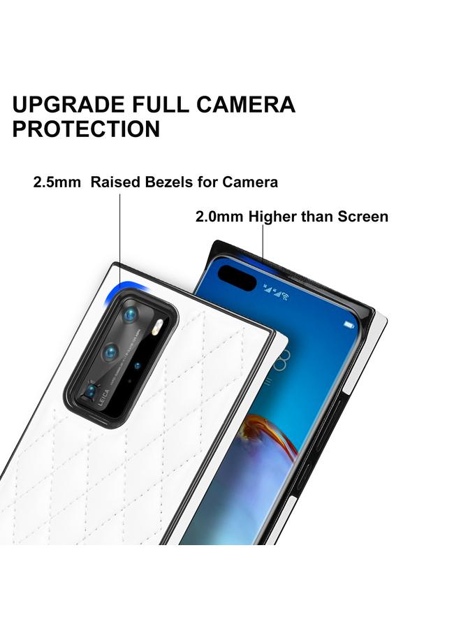 Zaboon Case For Huawei P40 Pro Elegant Rhombic Pattern Microfiber Leather +TPU Shockproof Case with Crossbody Strap Chain - Image 5