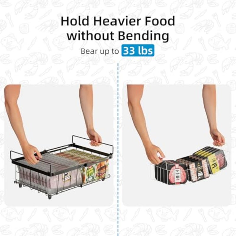 Expandable Freezer Organizer Bins, 2 Pack Large Expandable Stackable Chest Deep Freezer Containers with Handle, Foldable Freezer Storage Bins for Fridge, Deep Freezer, Cabinet, Kitchen, Pantry - Image 4