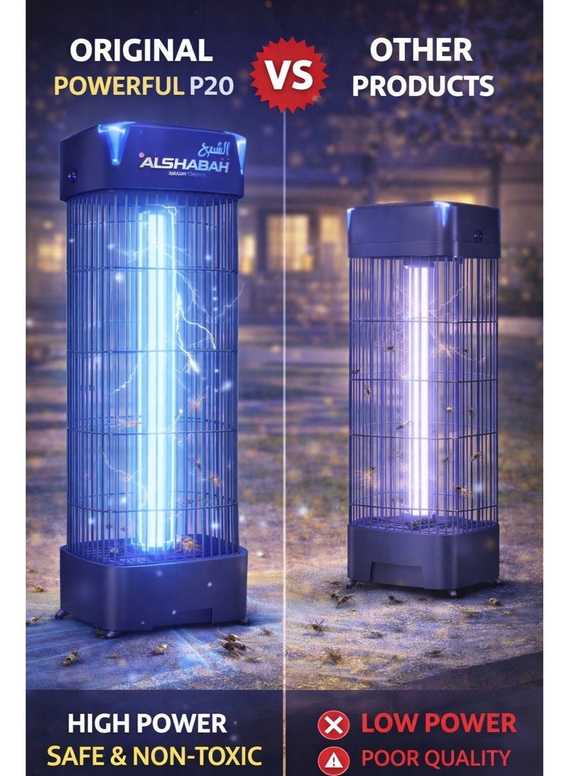 Al Shabah ALSHABAH Original Mosquito and Flying Bugs Killer SMART PRO 6800 Mosquito Killer Electric Insect Zapper – High Power 22–25W UV Light Flying Insect Killer, High Power Chemical-Free Bug Zapper for Indoor & Outdoor Home, Kitchen, Patio, Backyard, Black - Image 2