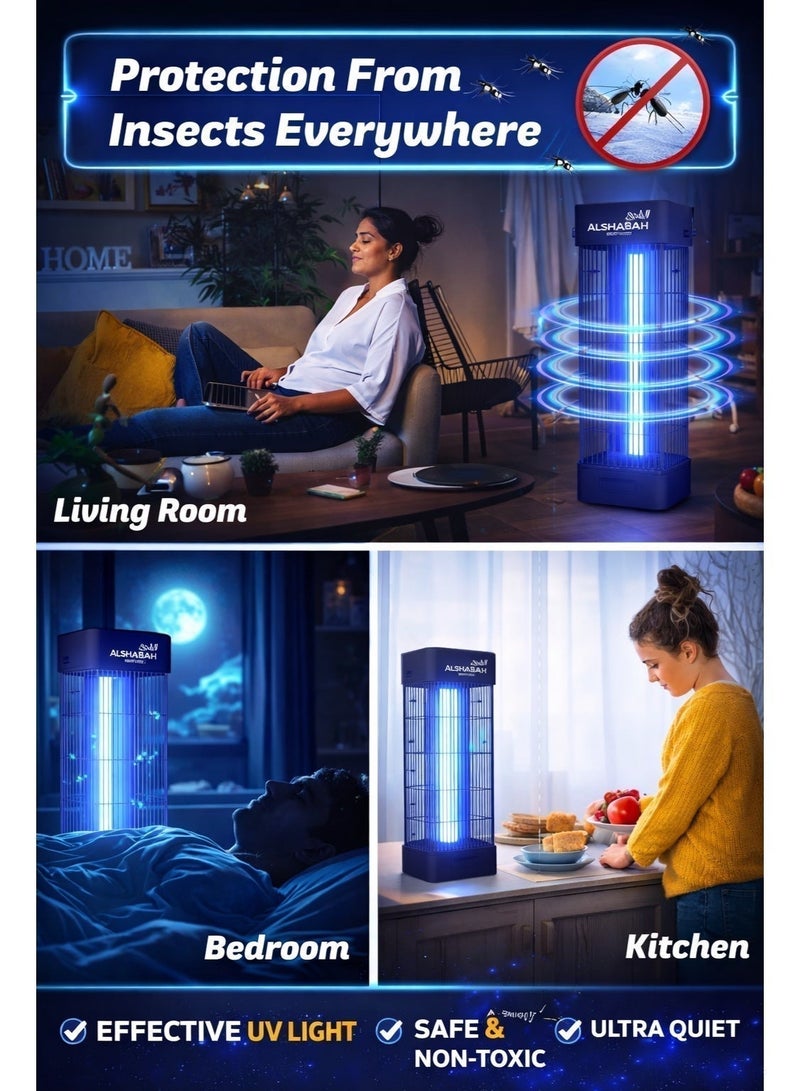 Al Shabah ALSHABAH Original Mosquito and Flying Bugs Killer SMART PRO 6800 Mosquito Killer Electric Insect Zapper – High Power 22–25W UV Light Flying Insect Killer, High Power Chemical-Free Bug Zapper for Indoor & Outdoor Home, Kitchen, Patio, Backyard, Black - Image 5